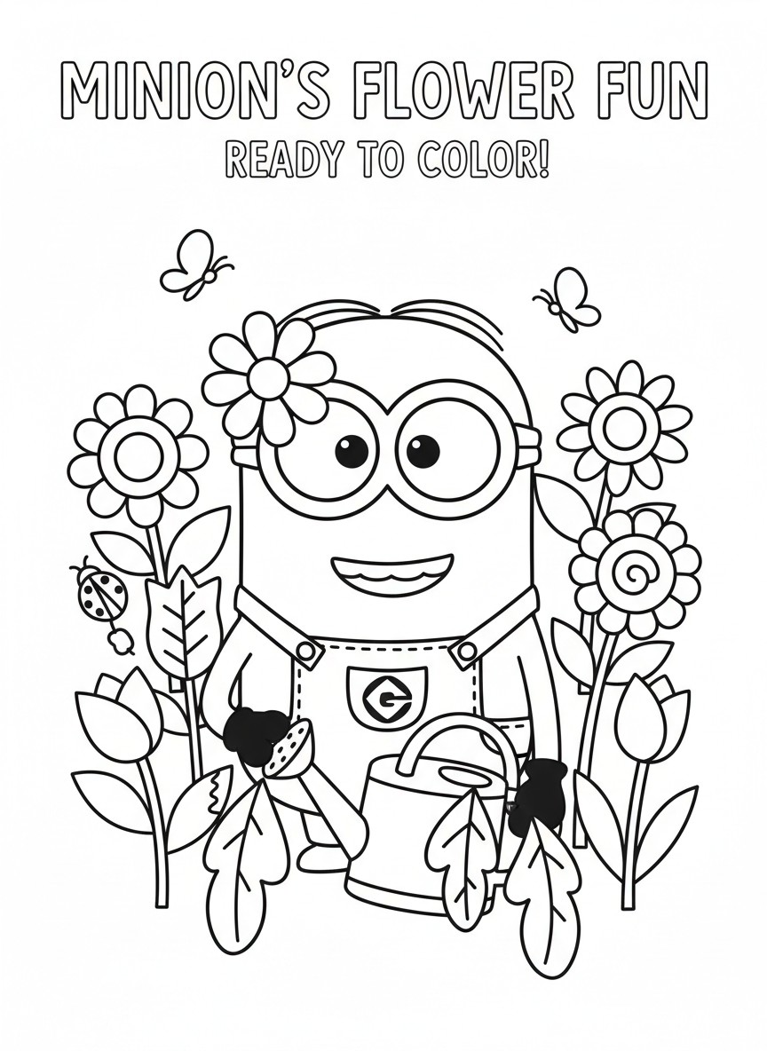 Minion in a flower garden