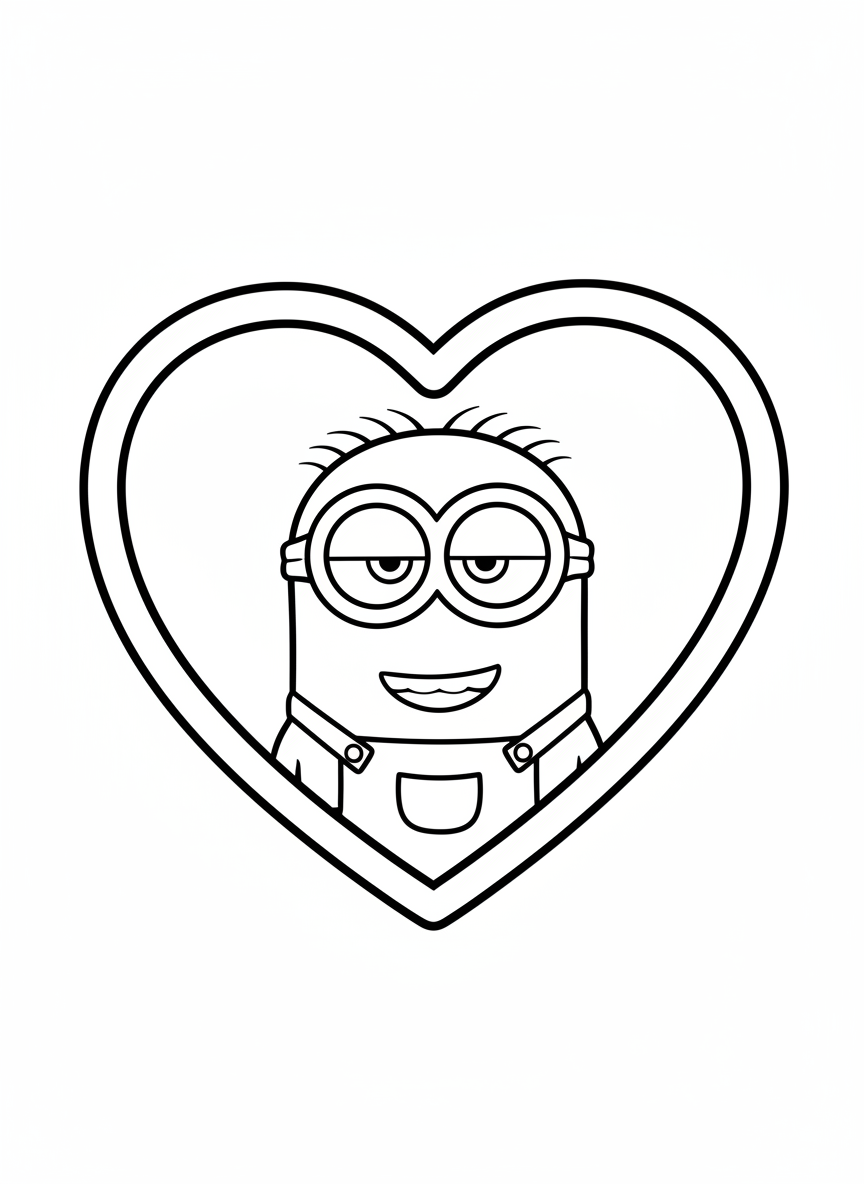 Minion inside a heart frame