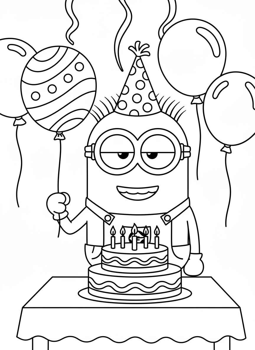Minion at a birthday party cake table