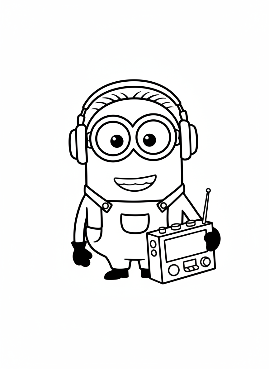 Minion with a music player