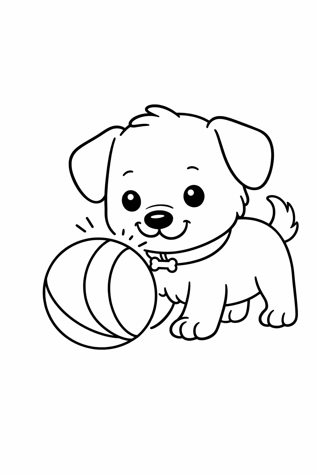 Puppy pushing a ball with nose