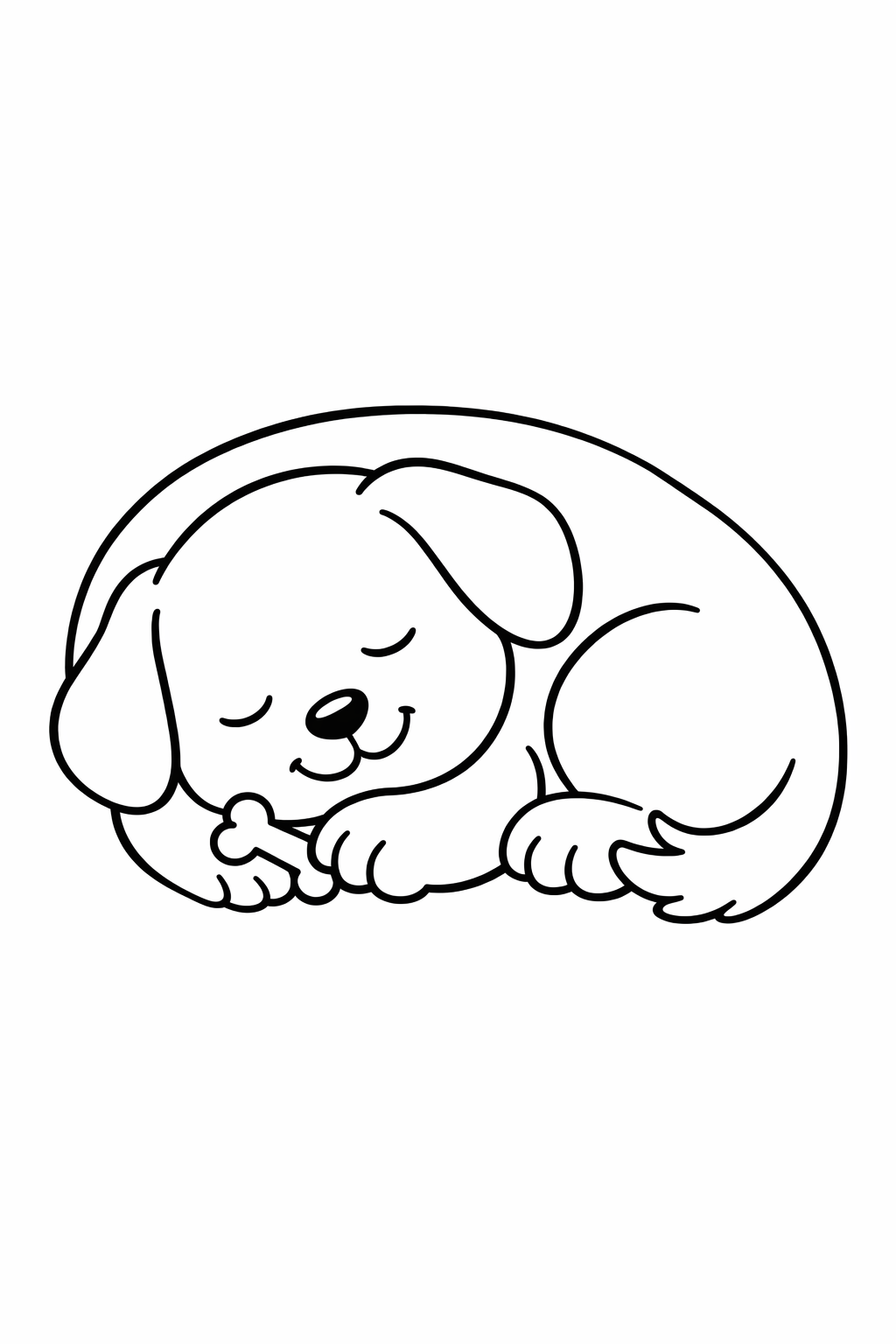 Puppy sleeping curled up