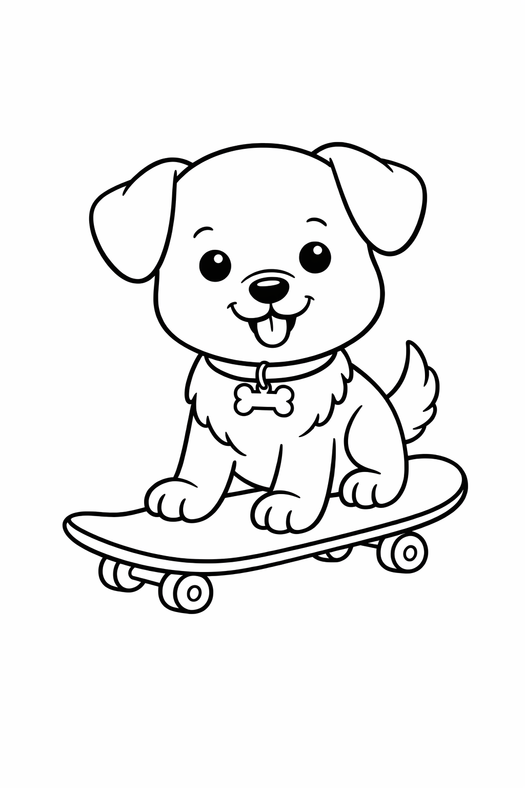 Puppy on a skateboard