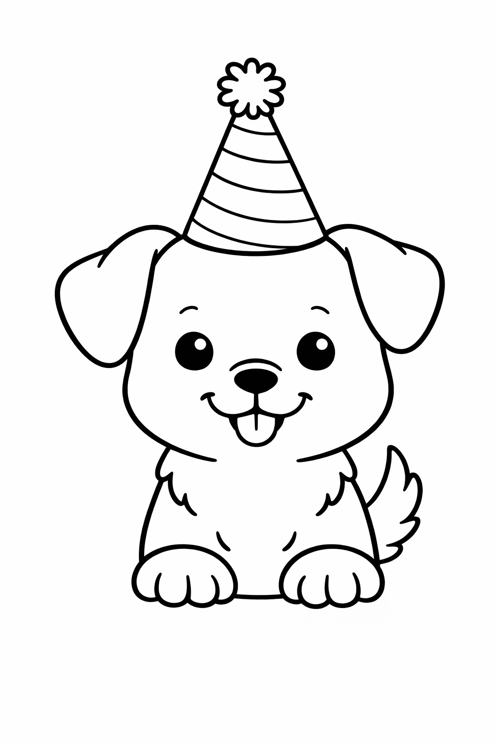 Puppy wearing a party hat