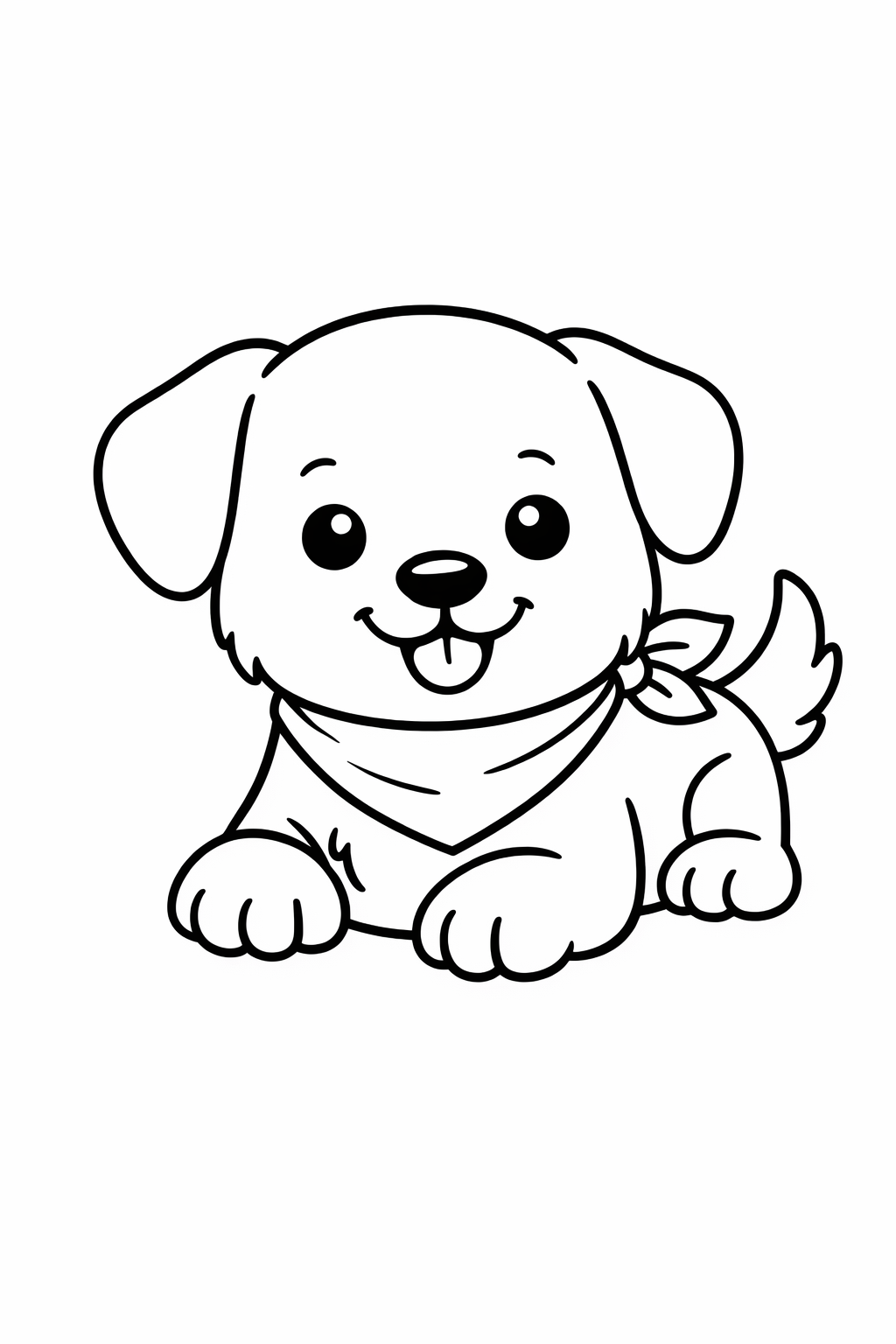 Puppy lying down with paws forward