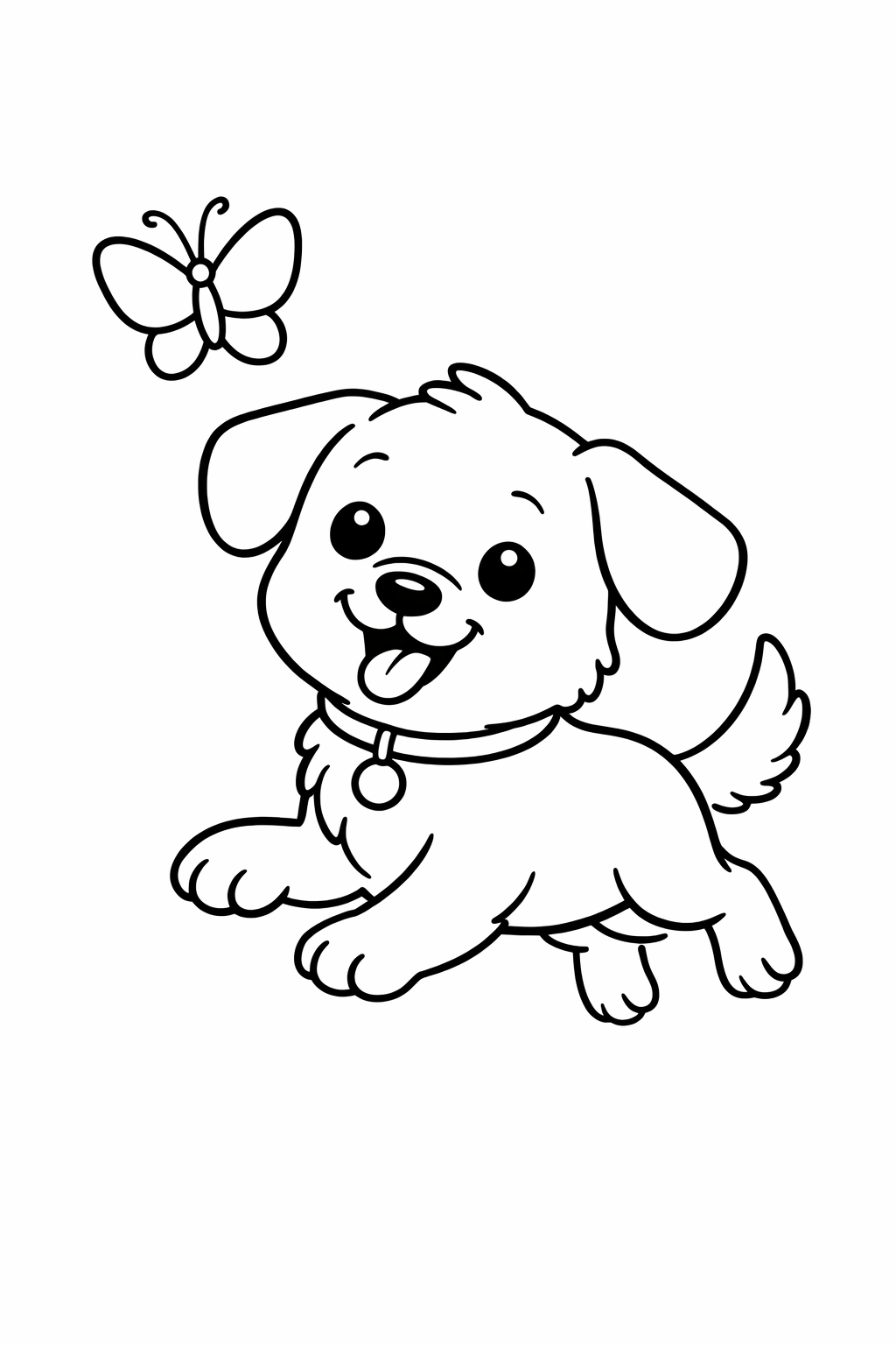 Puppy chasing a butterfly