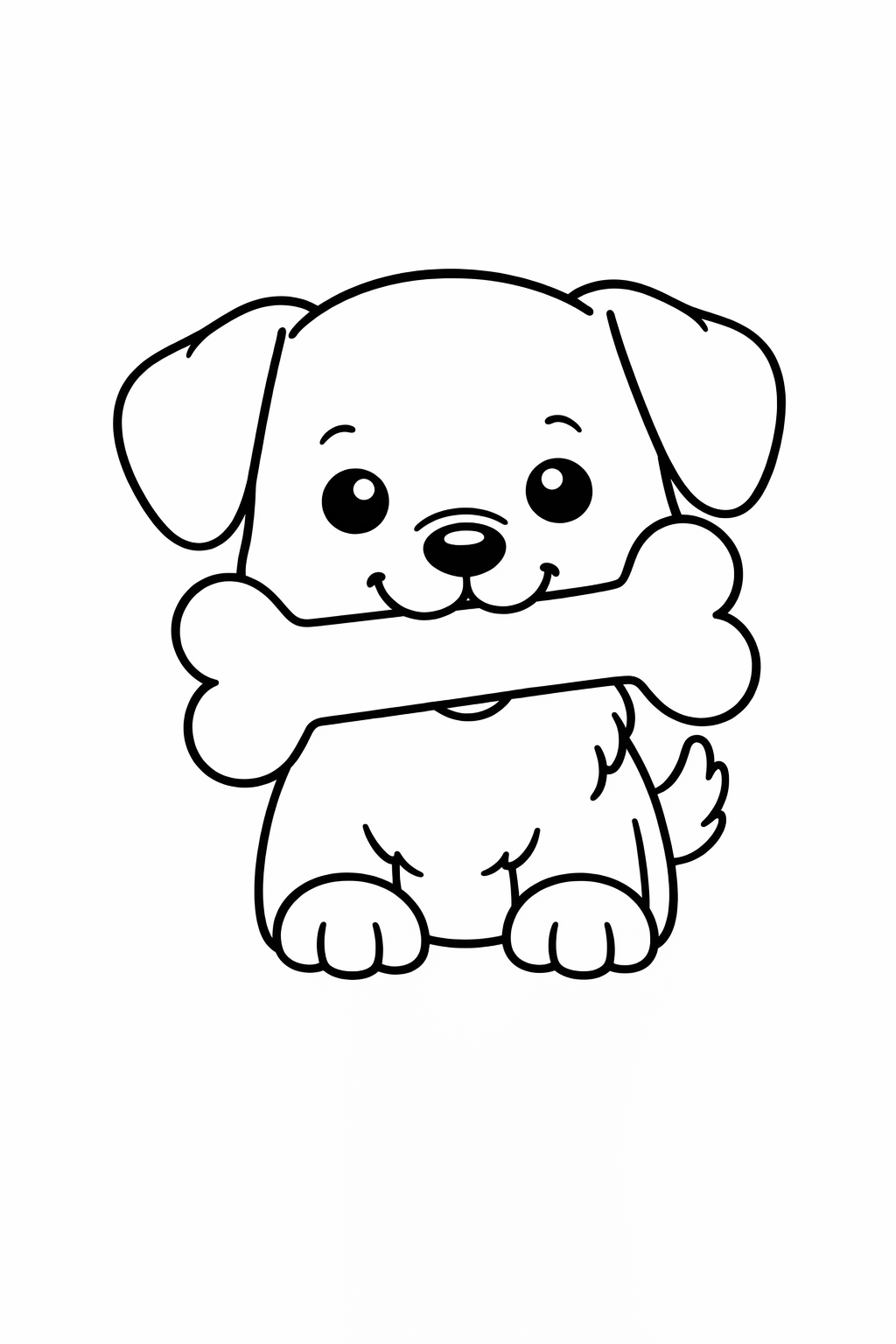 Puppy carrying a bone