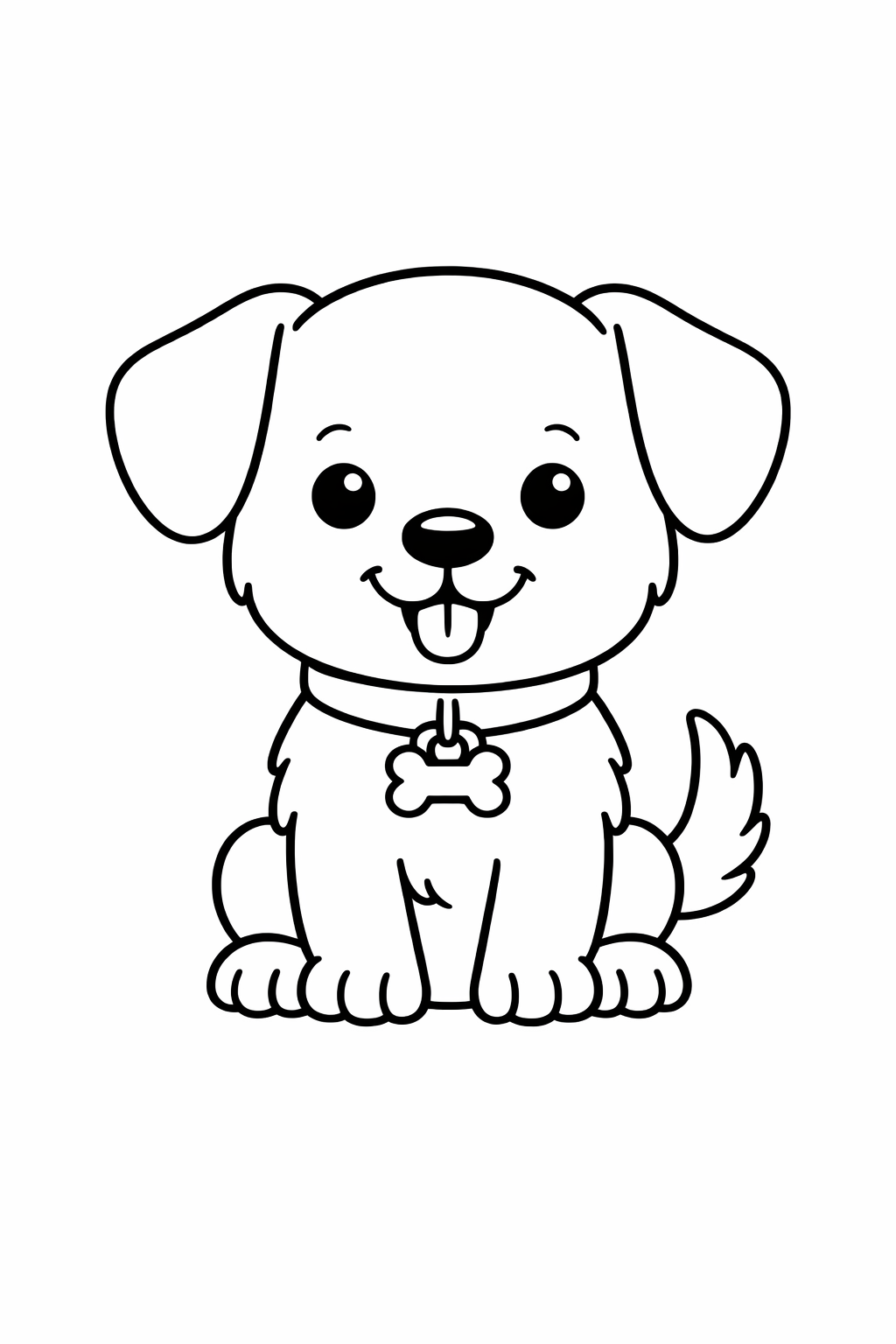 Puppy sitting with tongue out