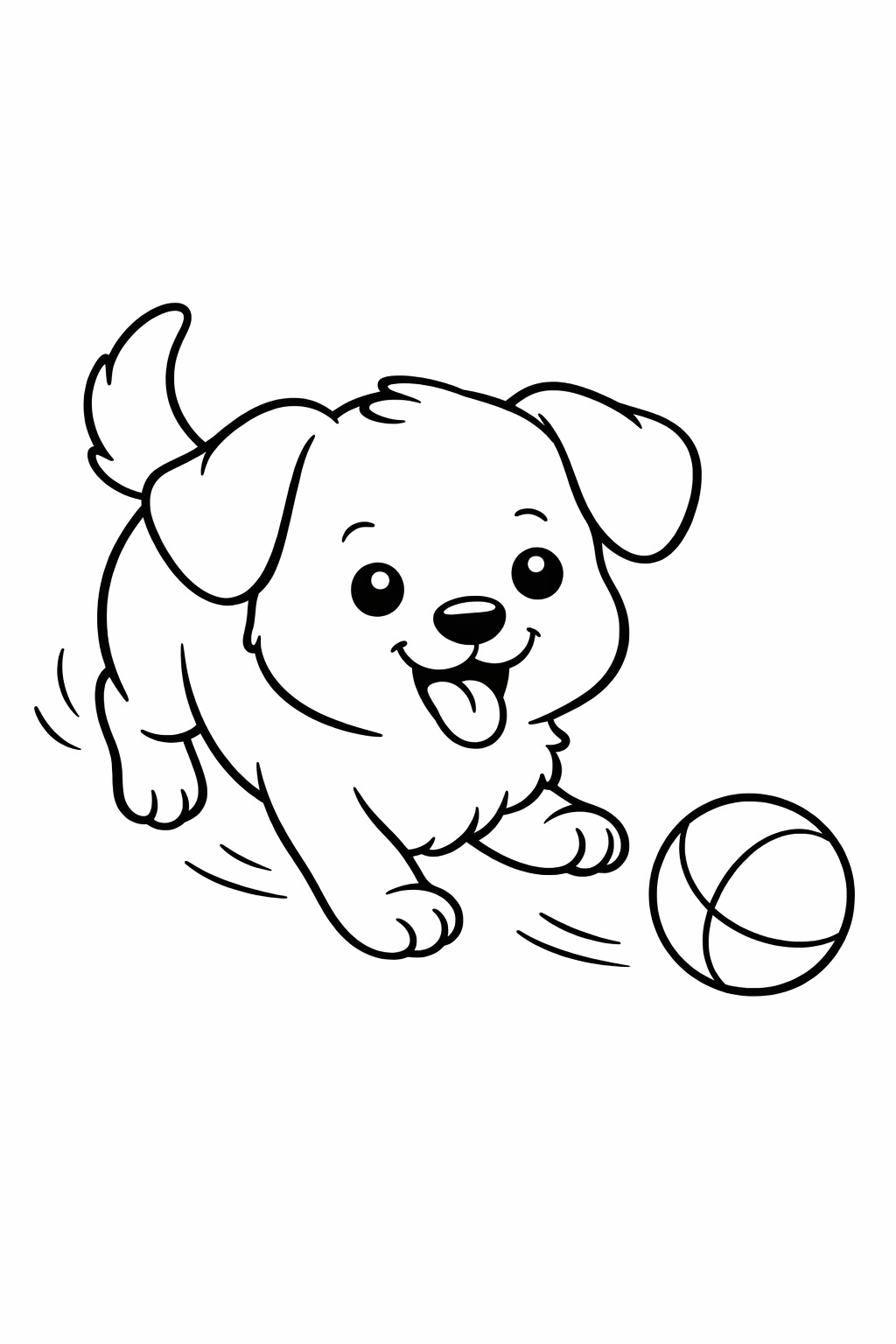Puppy chasing a ball
