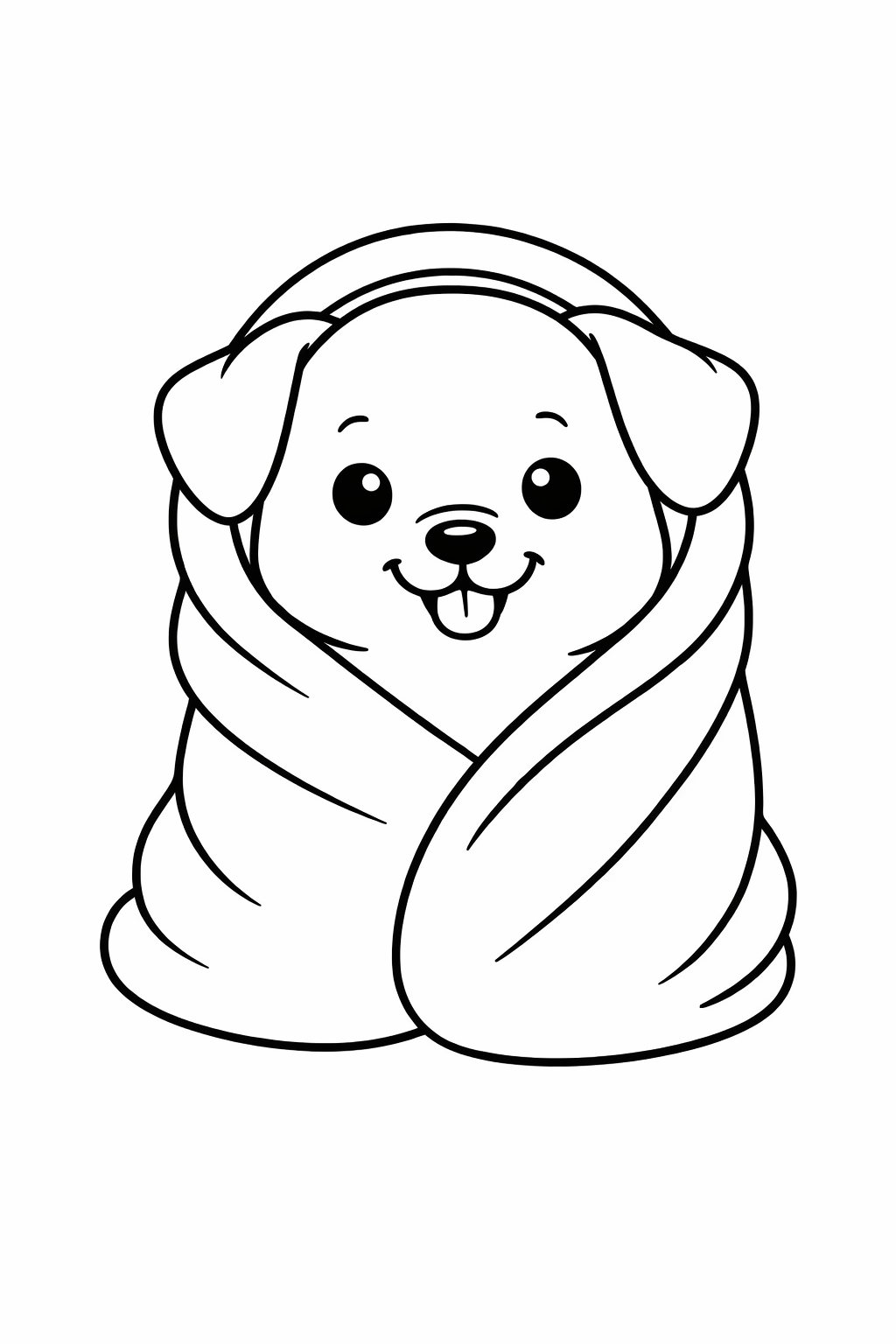 Puppy wrapped in a towel