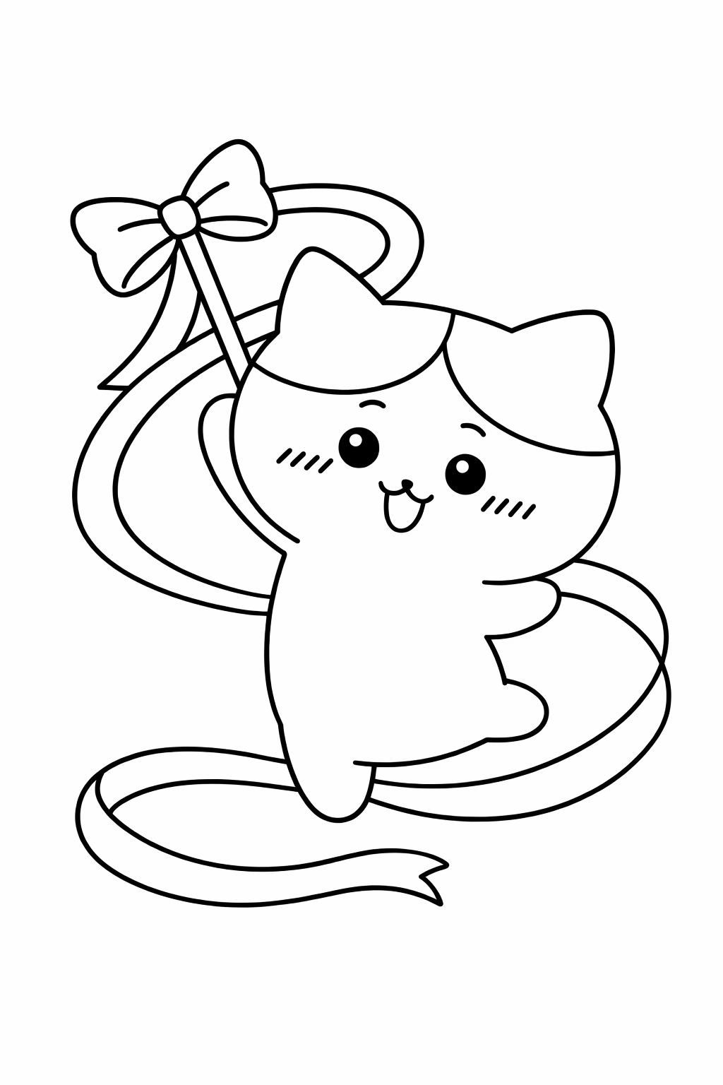 Hachiware dancing with a ribbon