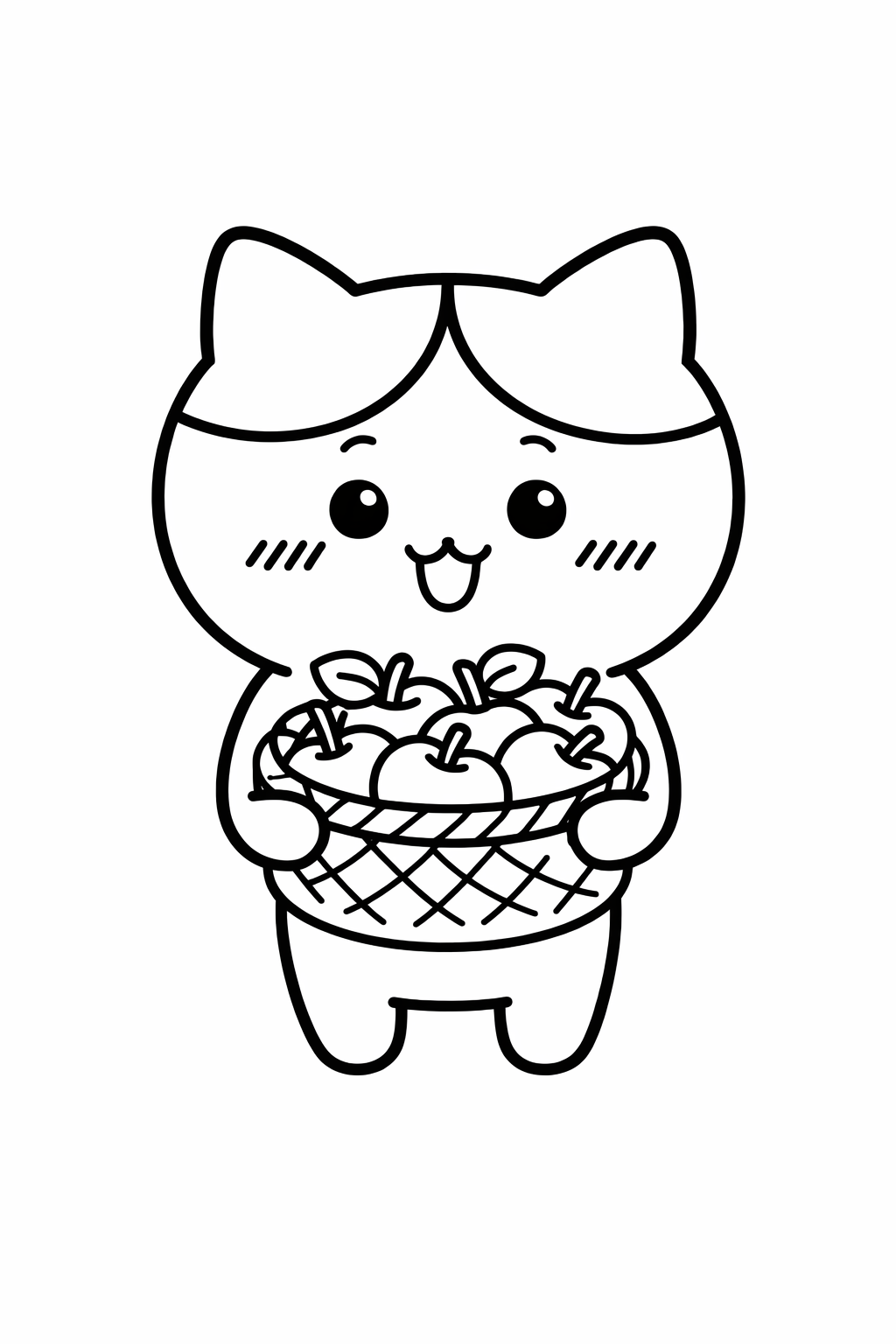 Hachiware carrying a basket of apples