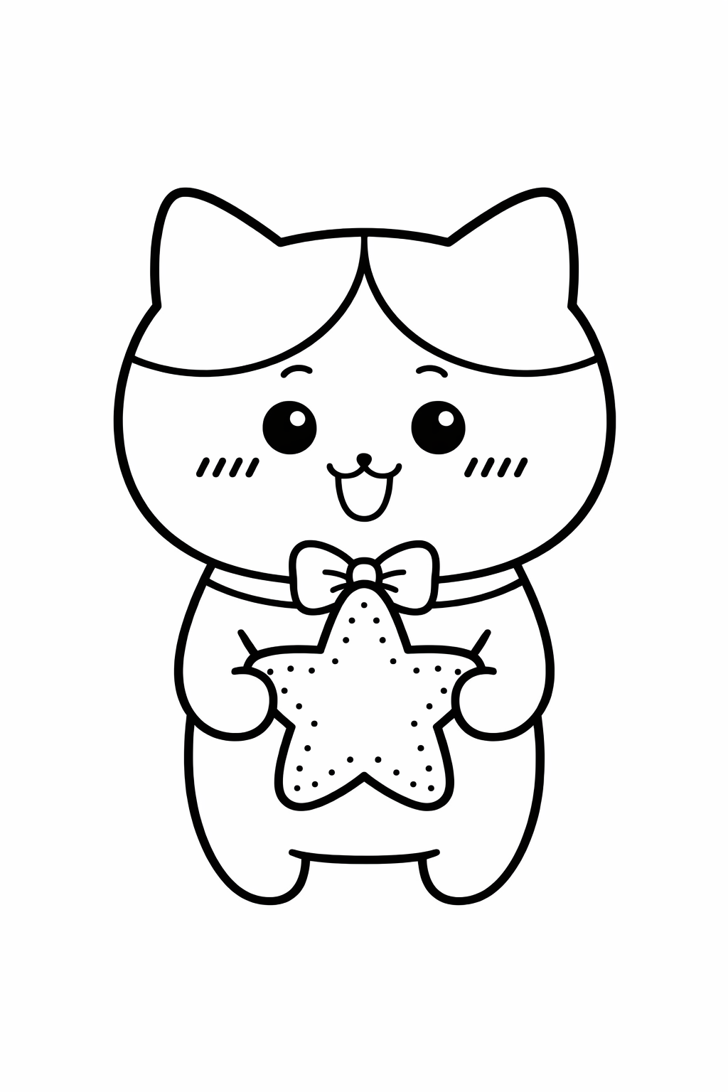 Hachiware holding a star-shaped cookie