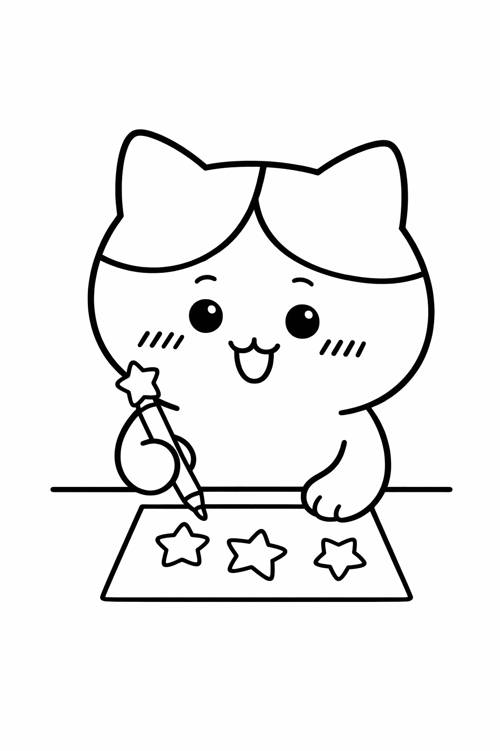 Hachiware drawing stars on paper