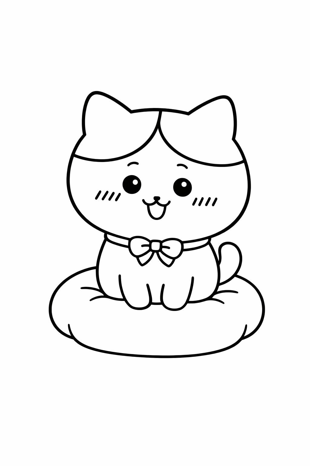 Hachiware sitting on a round cushion