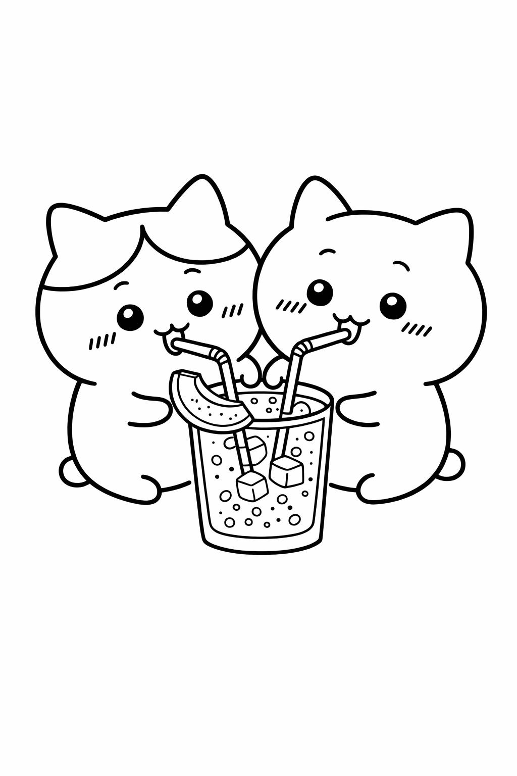 Hachiware and Chiikawa sharing melon soda