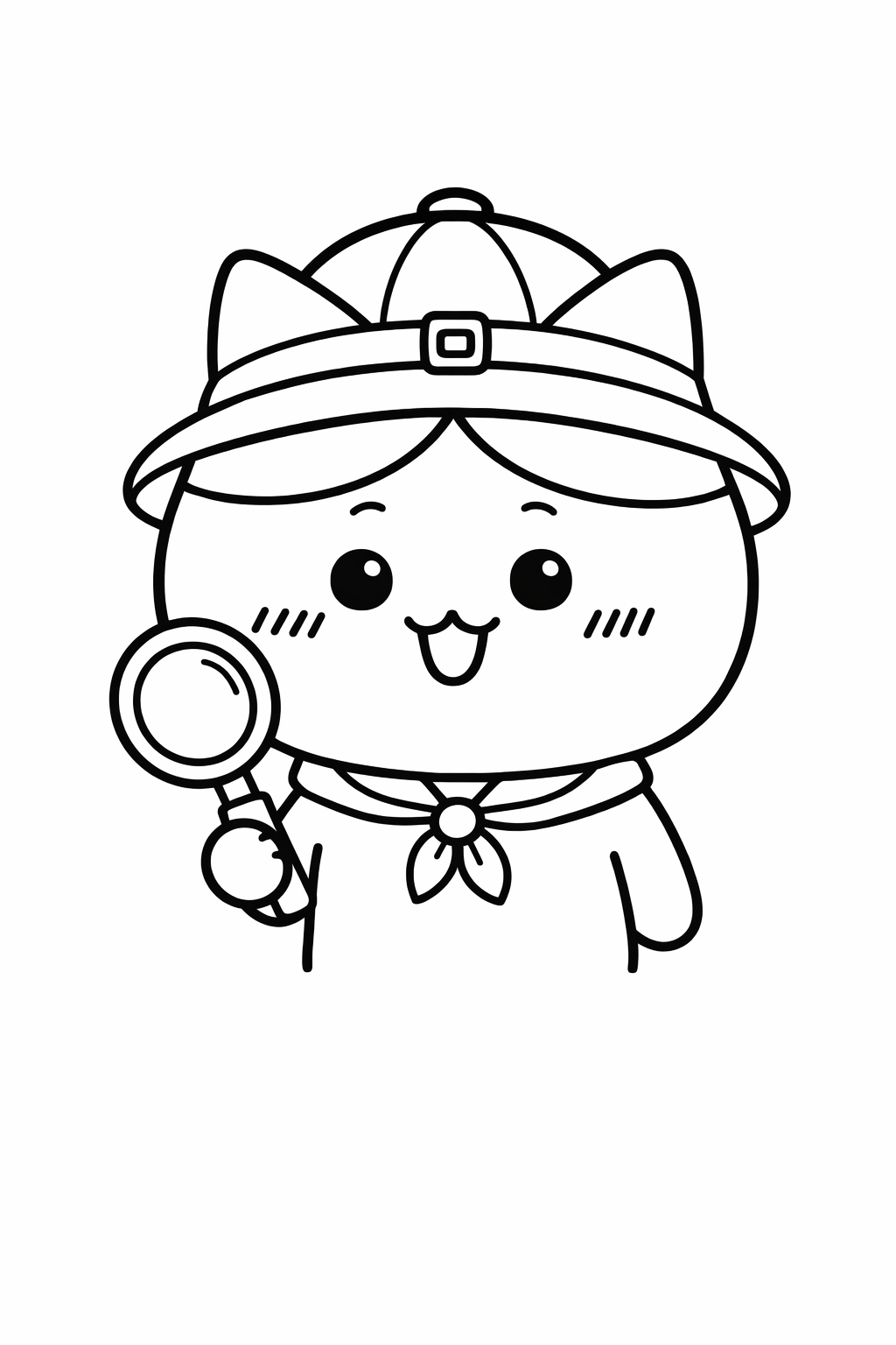 Hachiware wearing an explorer hat