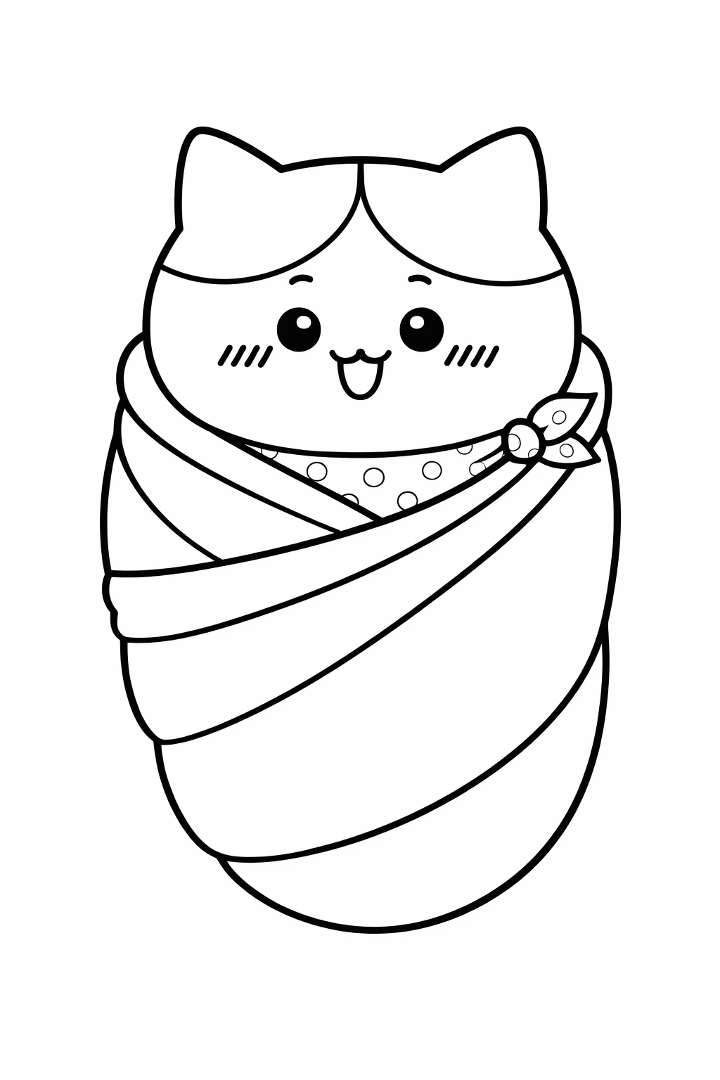 Hachiware wrapped in a blanket burrito