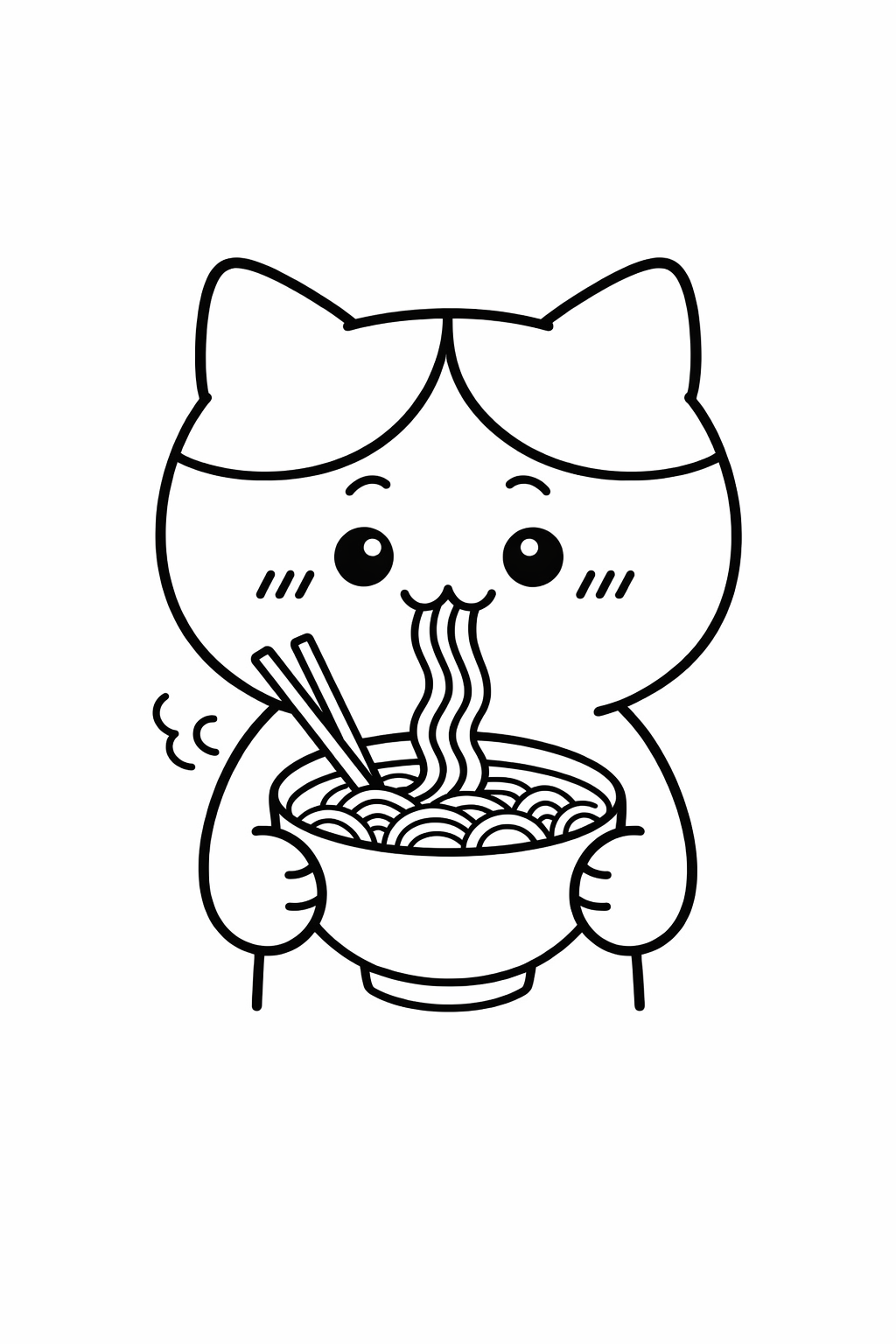 Hachiware sipping warm noodle soup