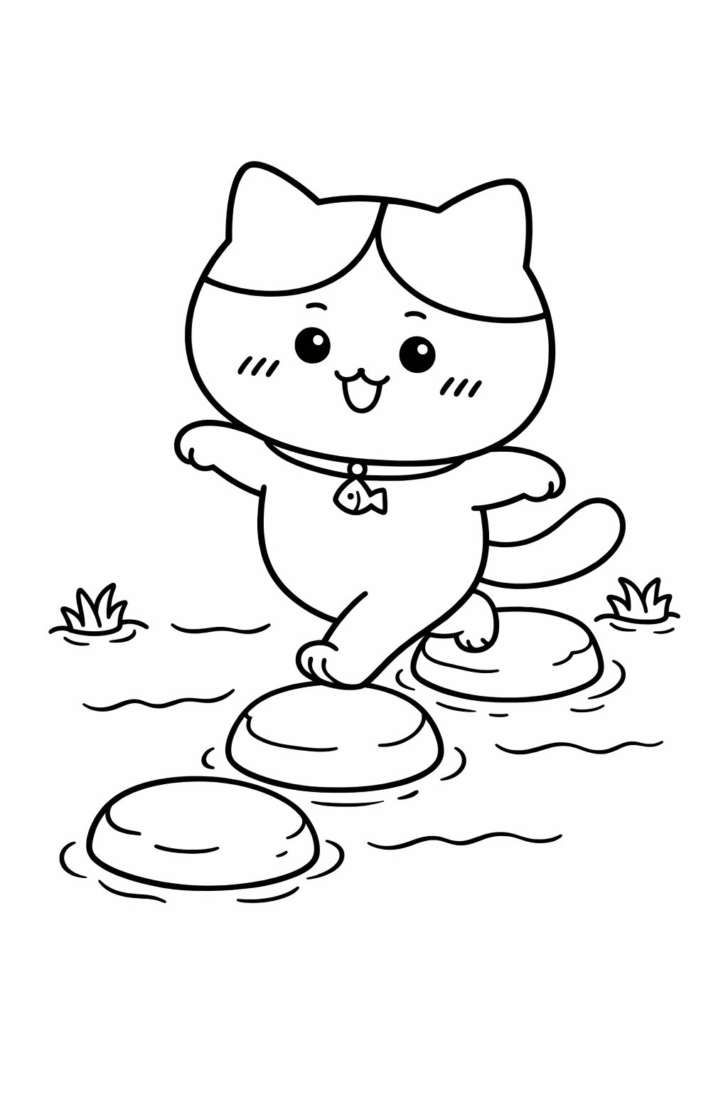 Hachiware crossing stepping stones