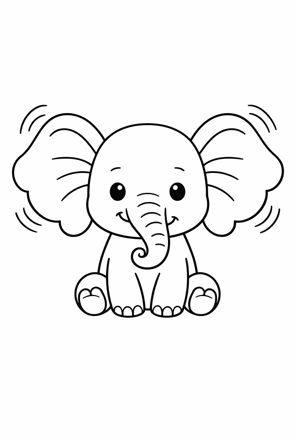 A baby elephant flapping its big ears