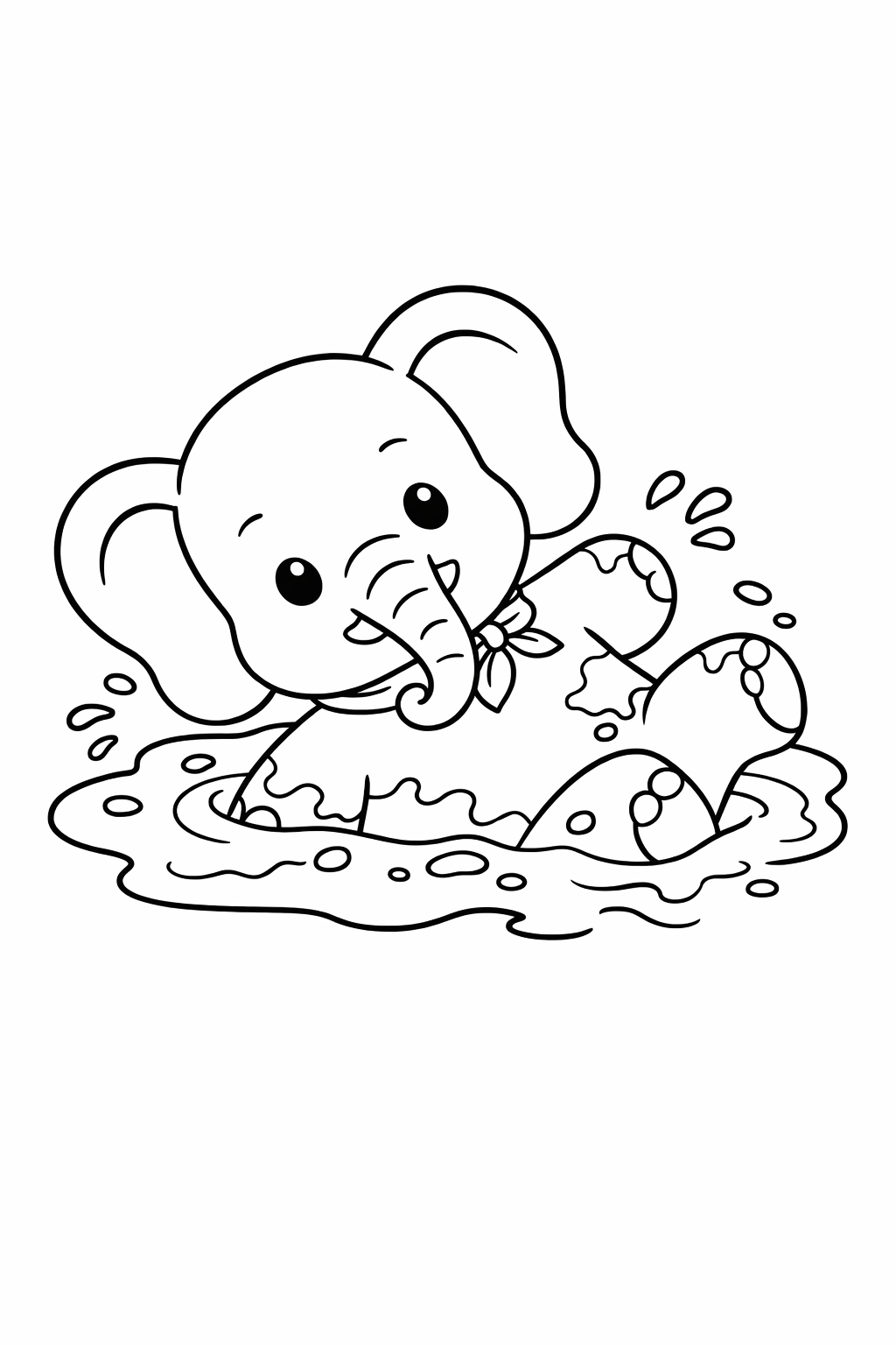 A baby elephant rolling in mud