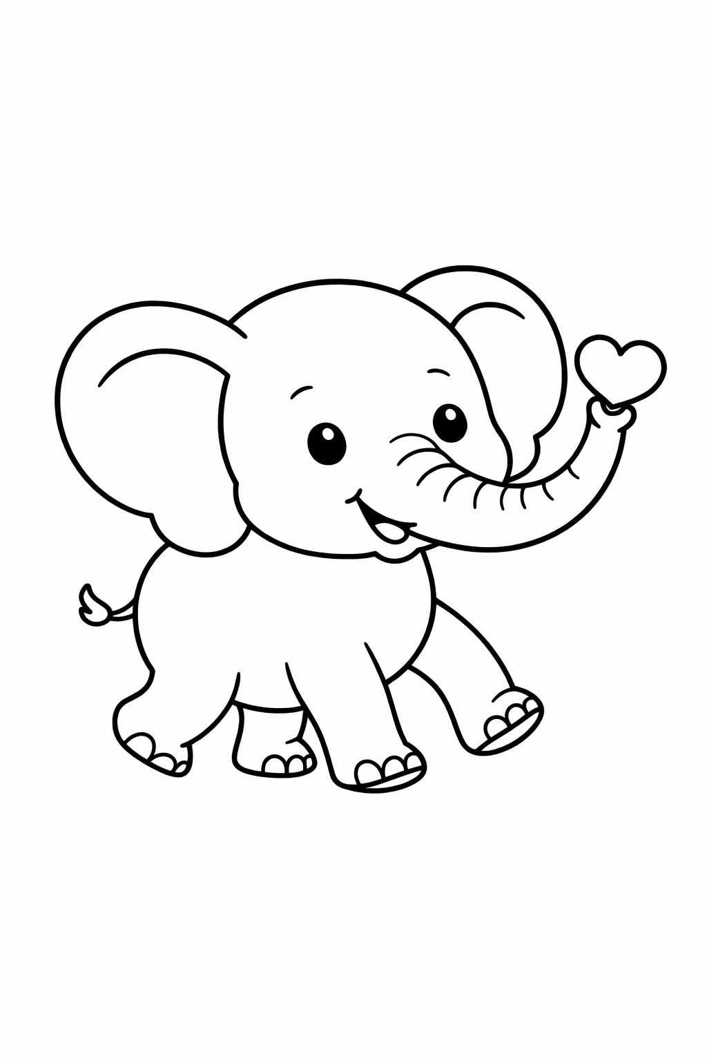 A baby elephant walking with its trunk curled up