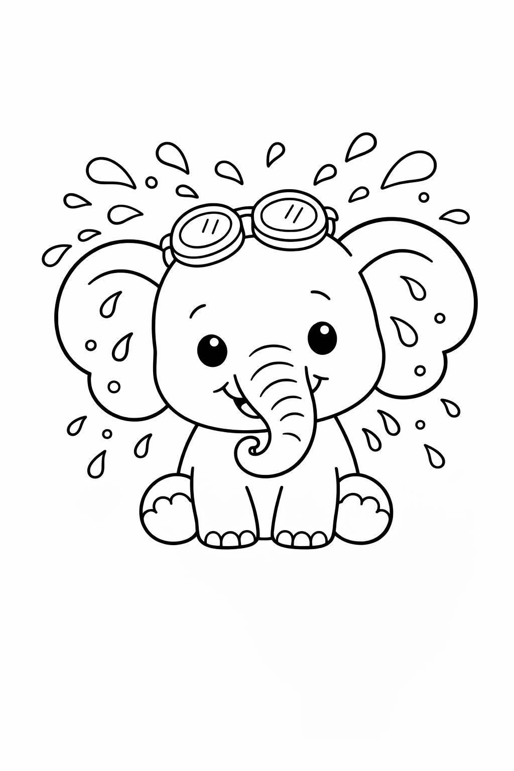 A baby elephant shaking off water drops