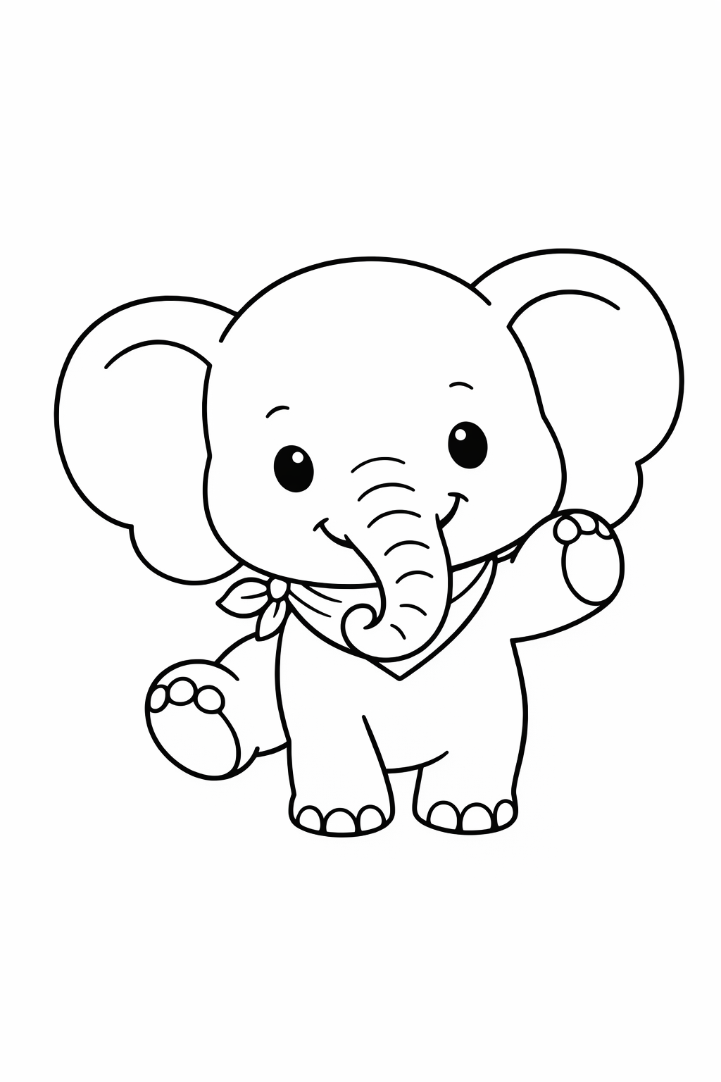 A baby elephant lifting one foot in a happy pose