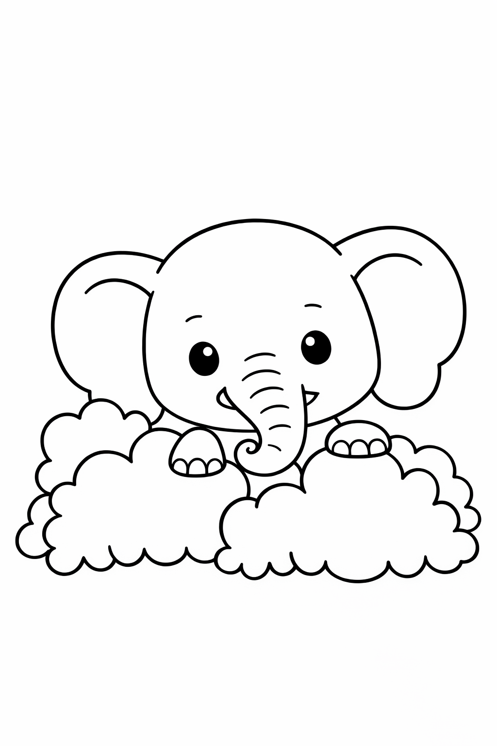 A baby elephant peeking out from behind a bush