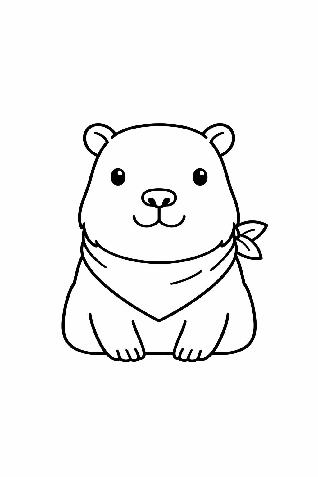 A capybara face close-up with tiny ears and a gentle expression.