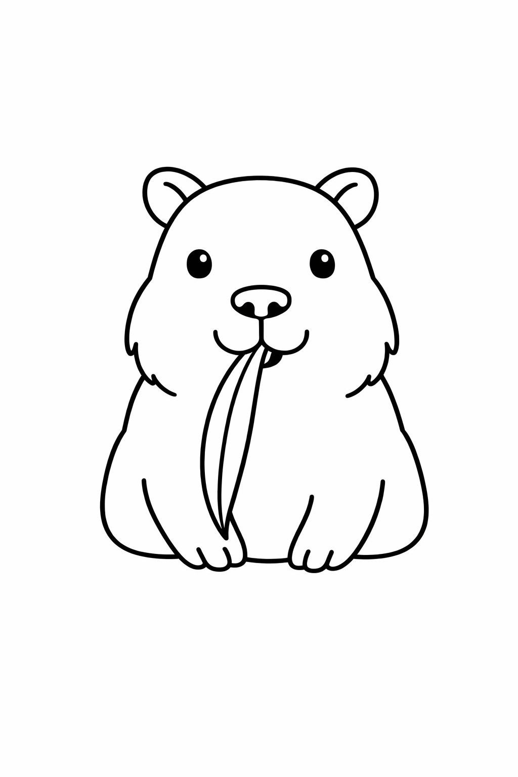 A capybara chewing a long leaf.