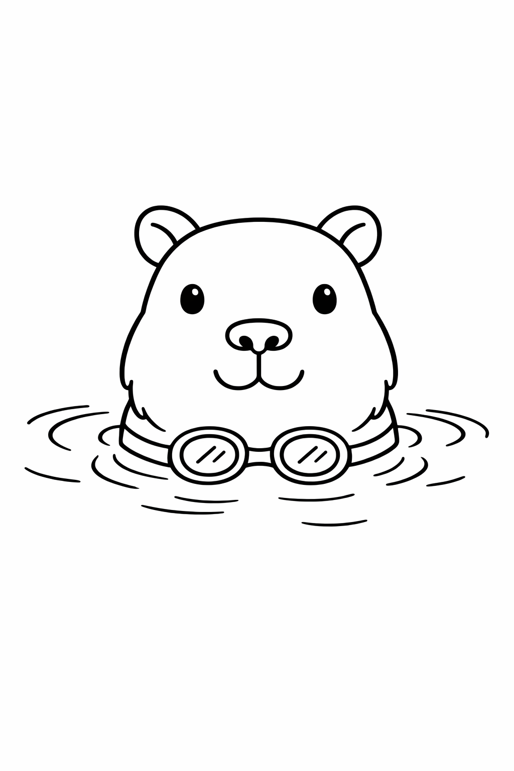 A capybara nose above the water.