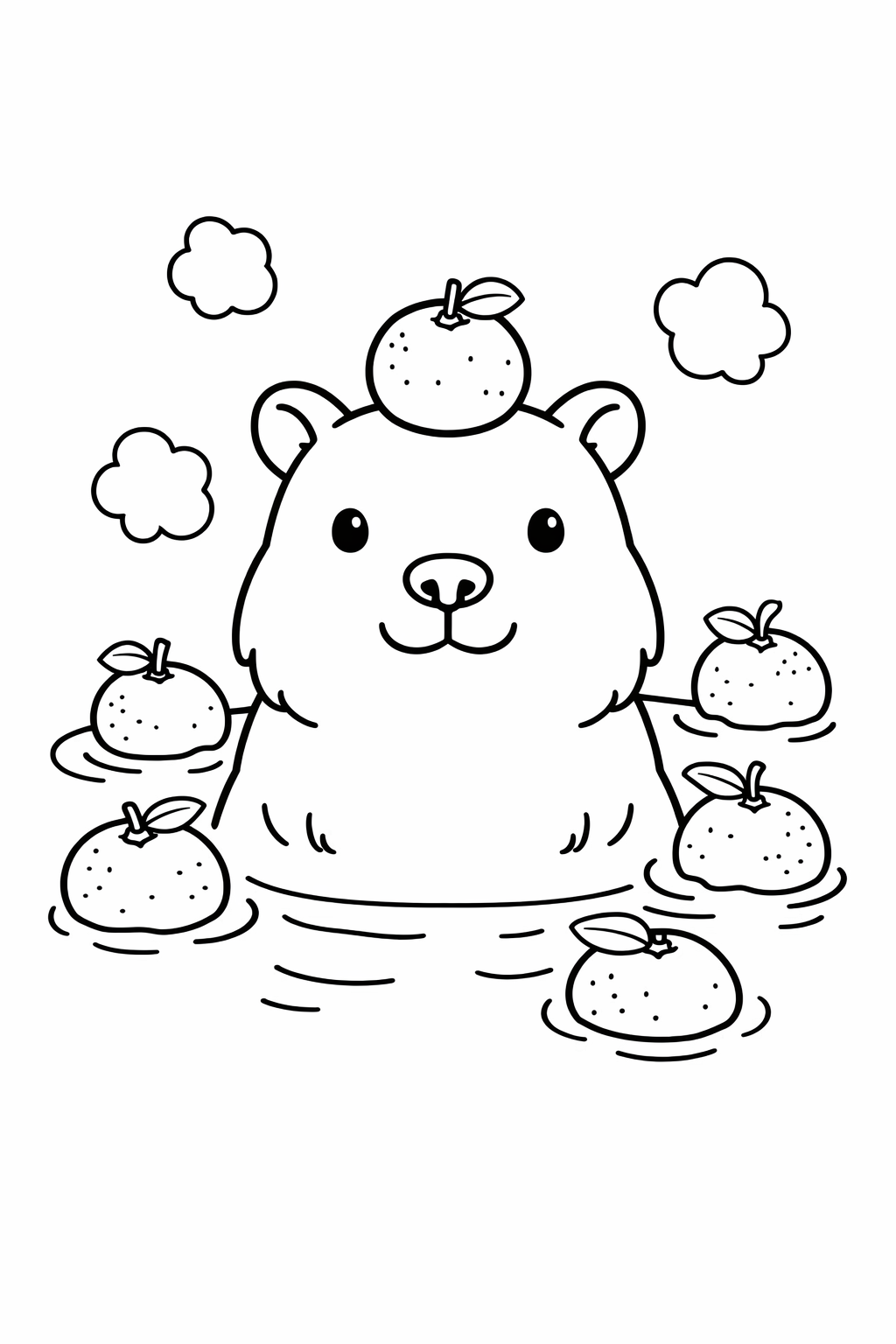 A capybara relaxing in a yuzu bath.