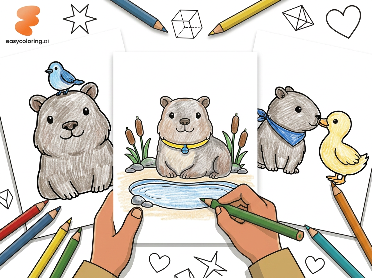 39 Free Easy Capybara Coloring Pages for Kids (Printable PDF) preview