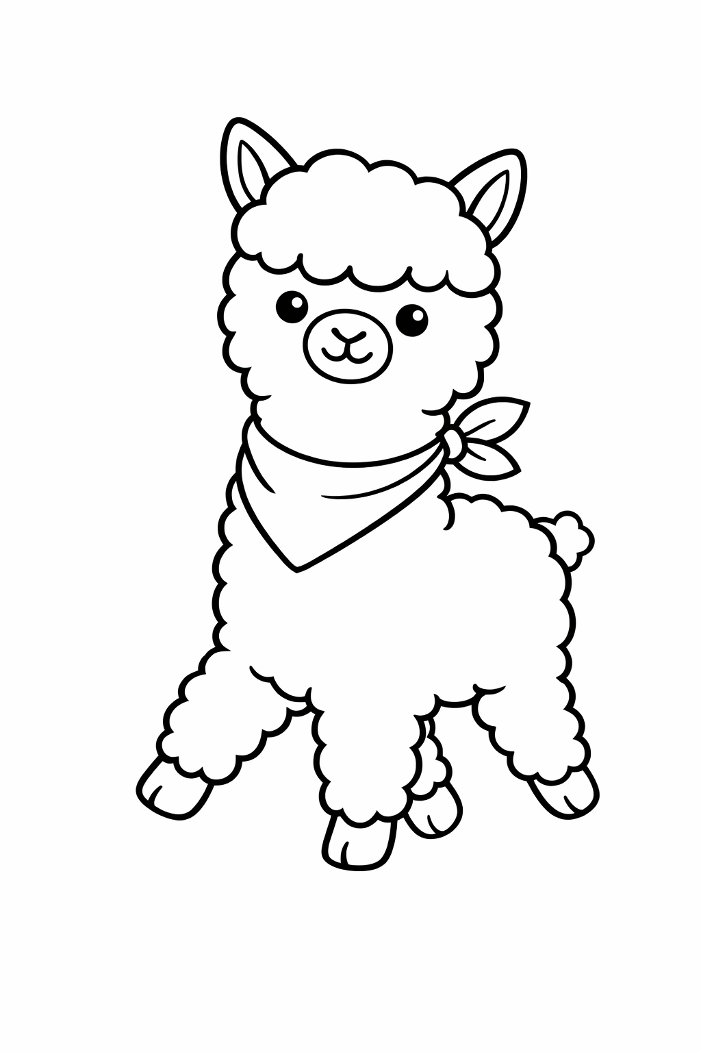 A cute llama walking with a gentle smile