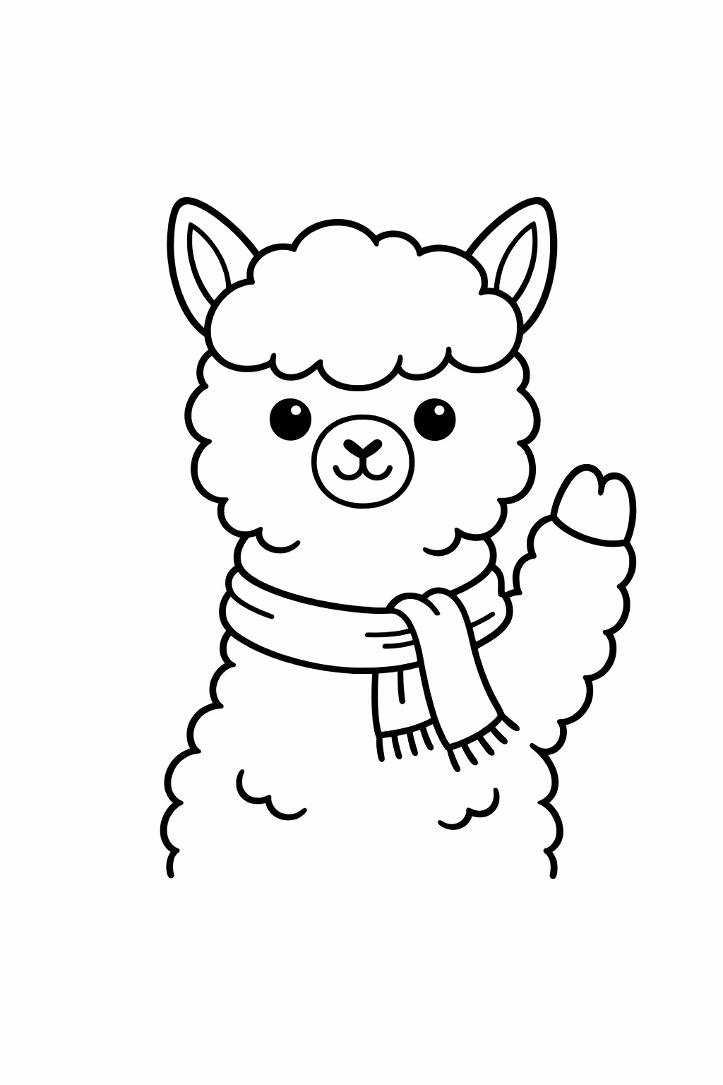 A cute llama waving one hoof