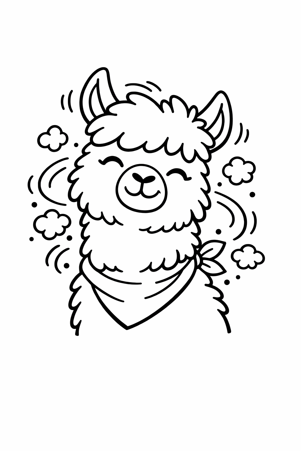 A cute llama shaking off dust