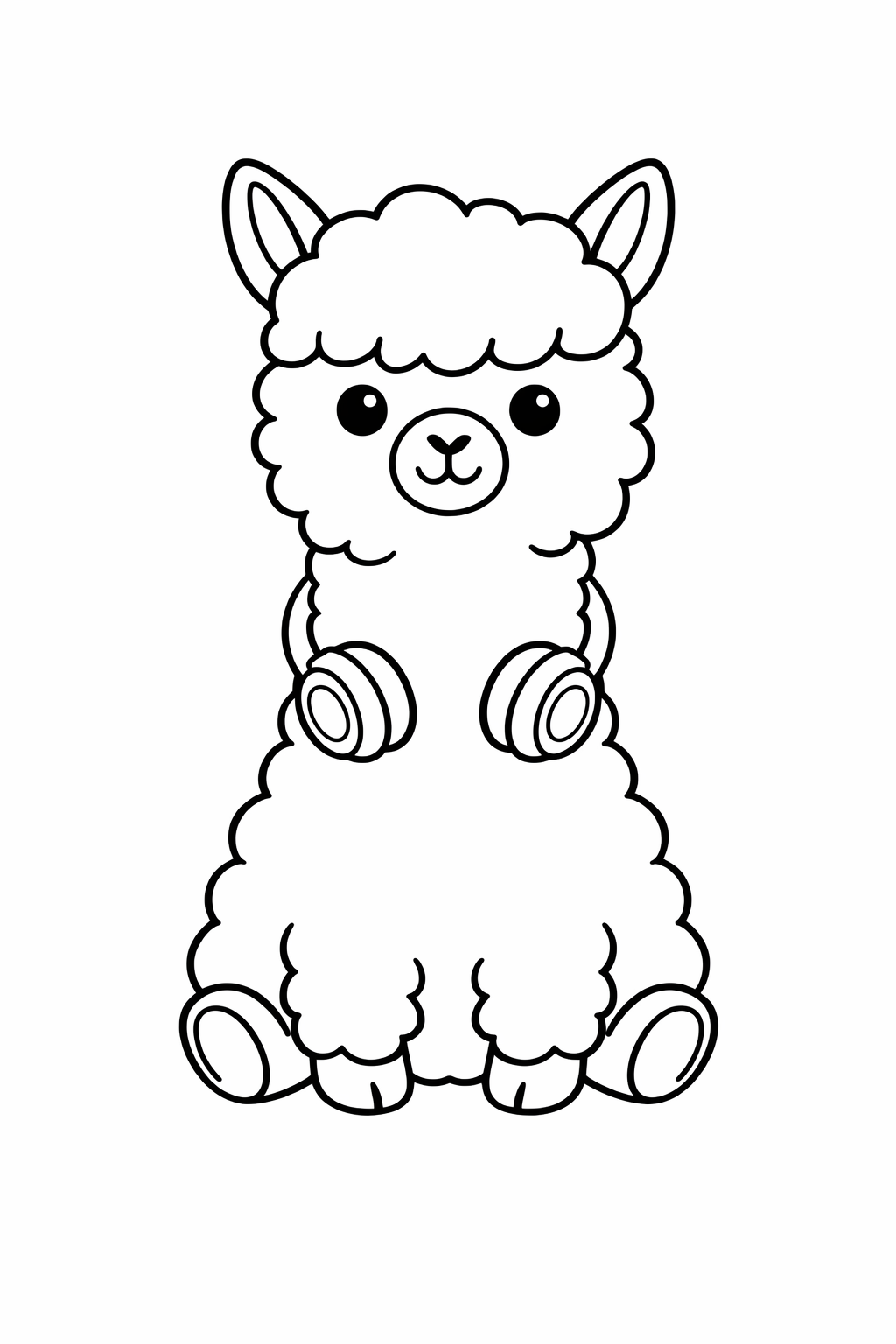 A cute llama sitting with legs tucked in