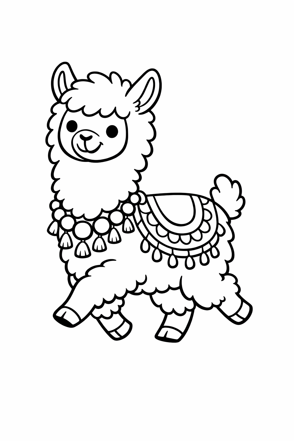 A cute llama trotting happily