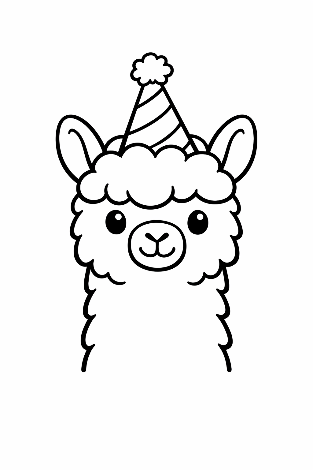 A cute llama wearing a party hat