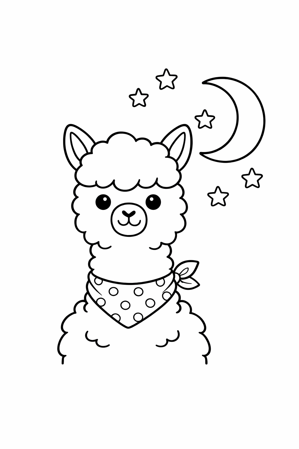 A cute llama looking at the moon