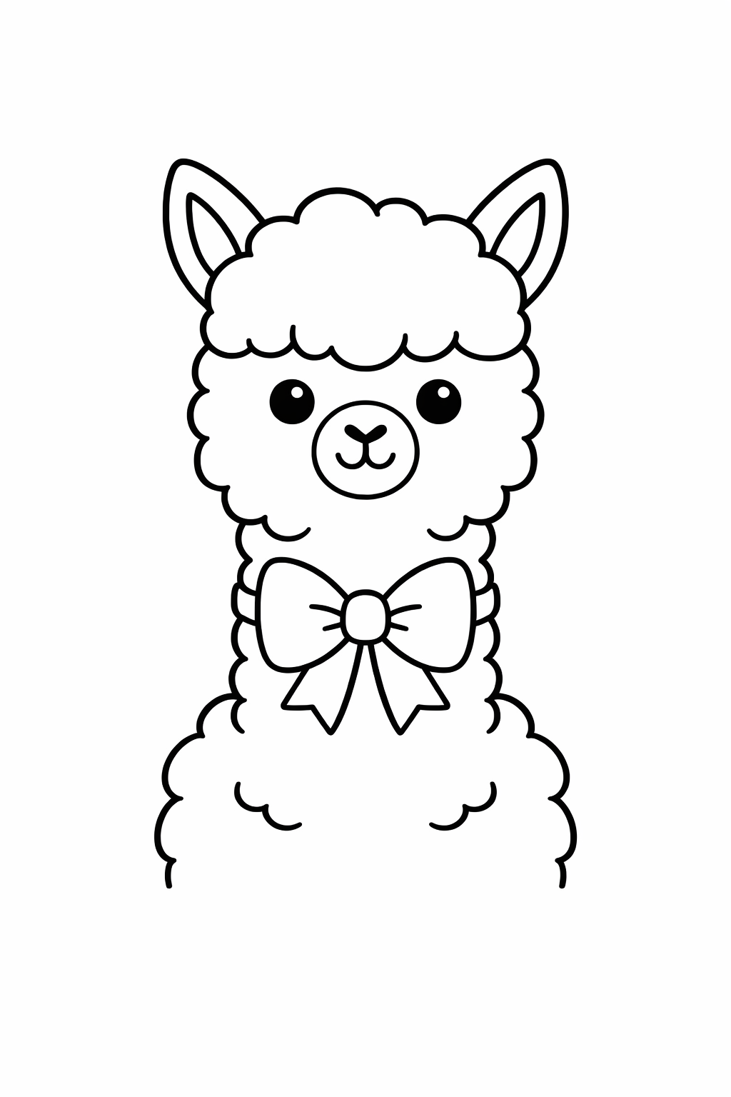 A cute llama with a bow on its neck