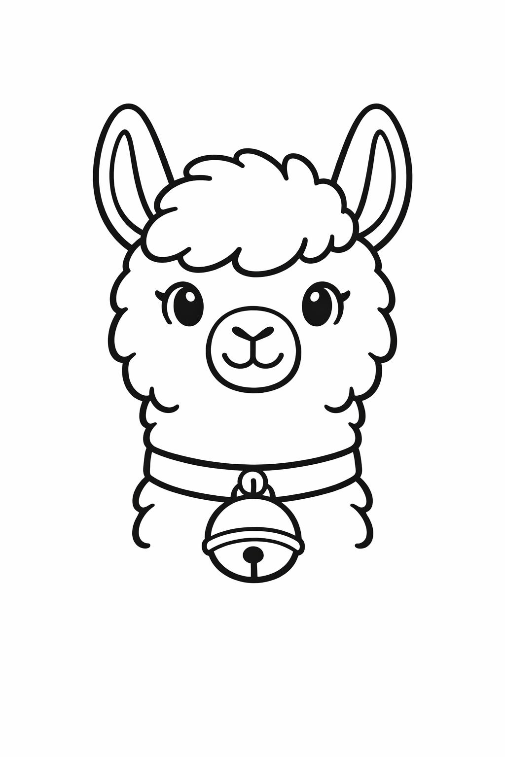 A cute llama wearing a bell collar