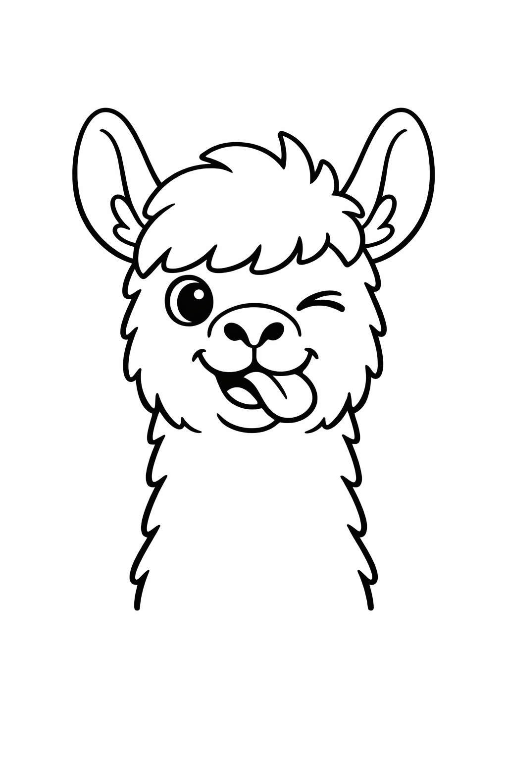 A cute llama making a funny face