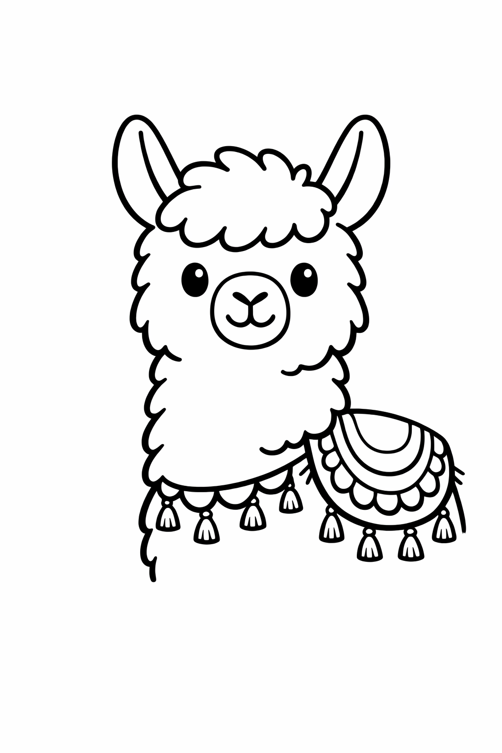 A cute llama wearing a pack blanket