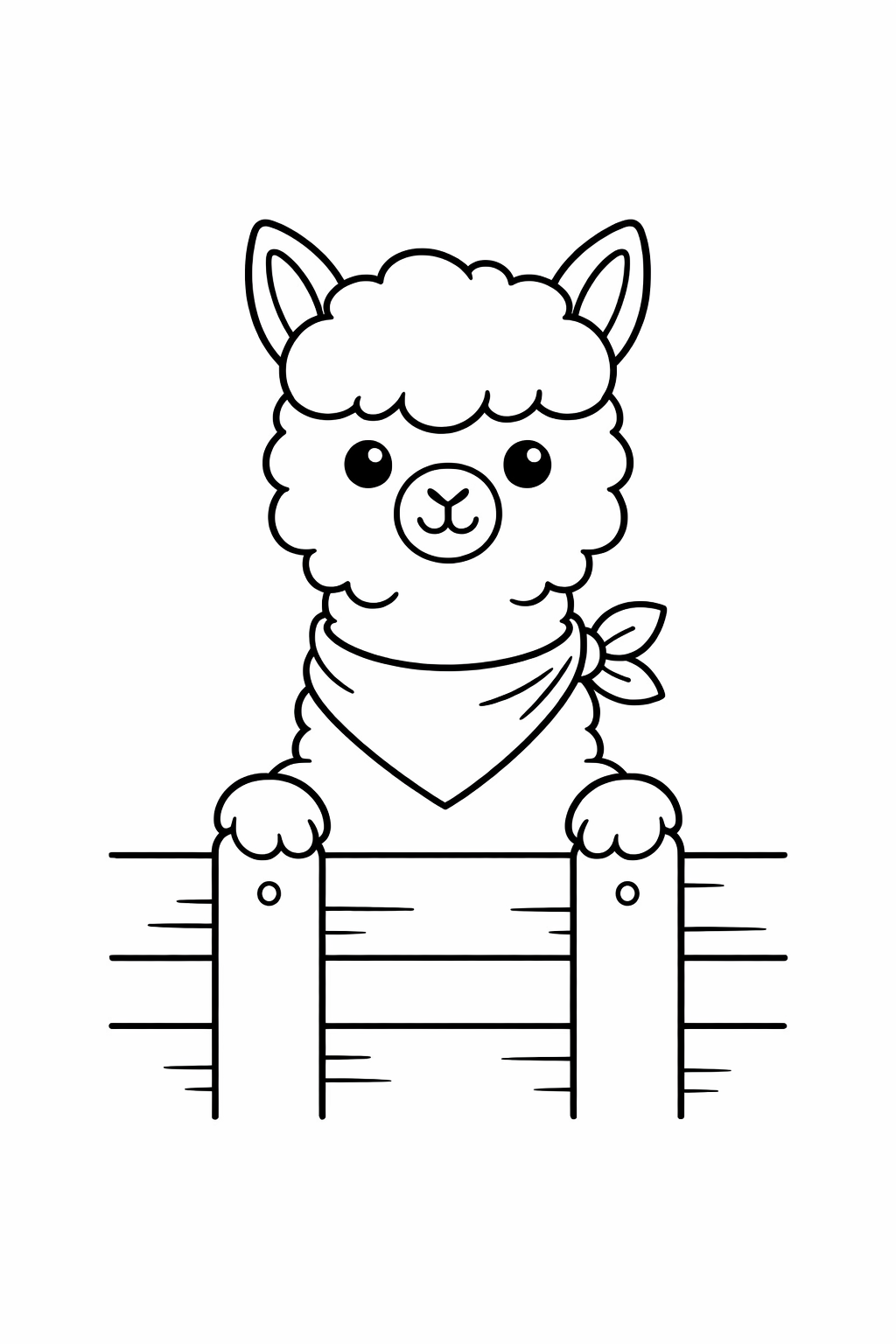 A cute llama looking through a fence