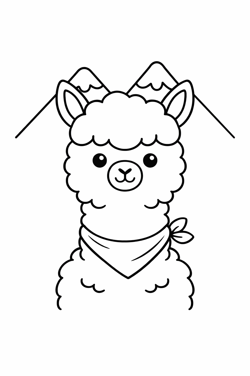 A cute llama smiling in front of a mountain