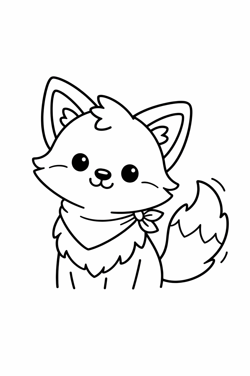 A cute fox wagging its fluffy tail.