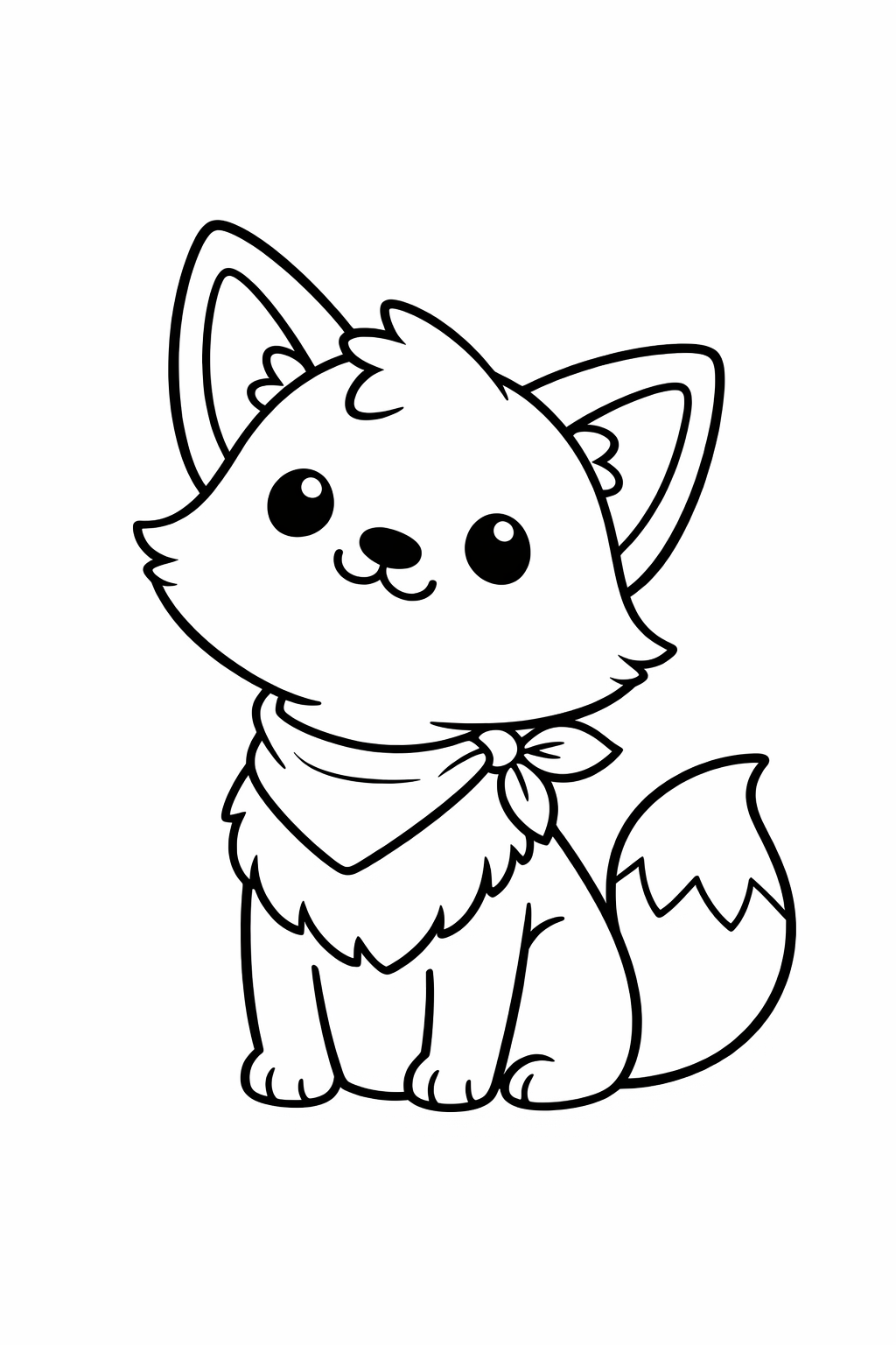 A cute fox looking up with alert ears.